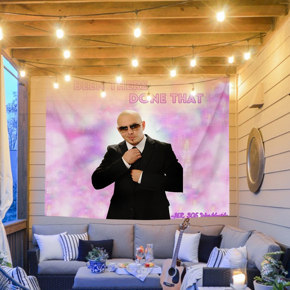 Mr Worldwide Tapestry, Pitbull Tapestry Mr. Worldwide, Been There, Done That Tapestry Wall Hanging Pop Art Home Decorations for Living Room Bedroom Dorm Decor