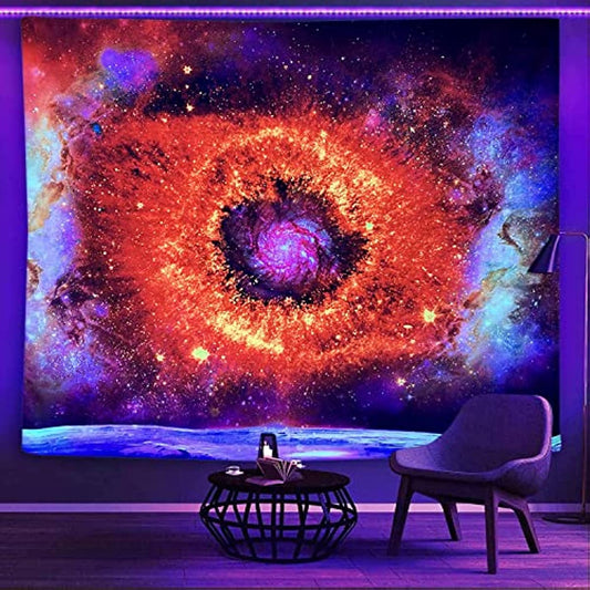 Teaspring Space Blacklight Tapestry Eye of Galaxy Star UV Reactive Wall Tapestries Trippy Universe Nebula Black Light Poster Home Wall Decoration for Bedroom Aesthetic