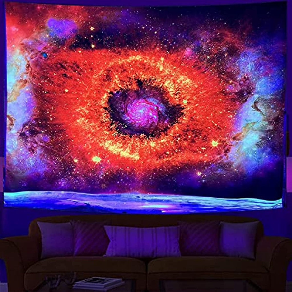 Teaspring Space Blacklight Tapestry Eye of Galaxy Star UV Reactive Wall Tapestries Trippy Universe Nebula Black Light Poster Home Wall Decoration for Bedroom Aesthetic