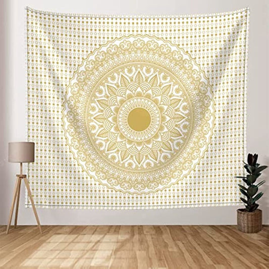 Sinsoledad Golden Mandala Tapestry Wall Hanging Star Bohemian Ombre Art Hippie Bedroom and Living Room Boho Decor Tapestries (79"x59")